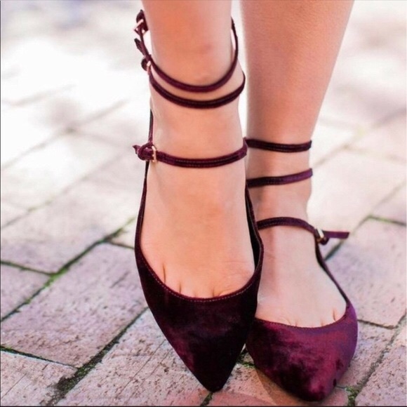 Banana Republic Shoes - Banana Republic Burgundy Velvet Strappy Flats